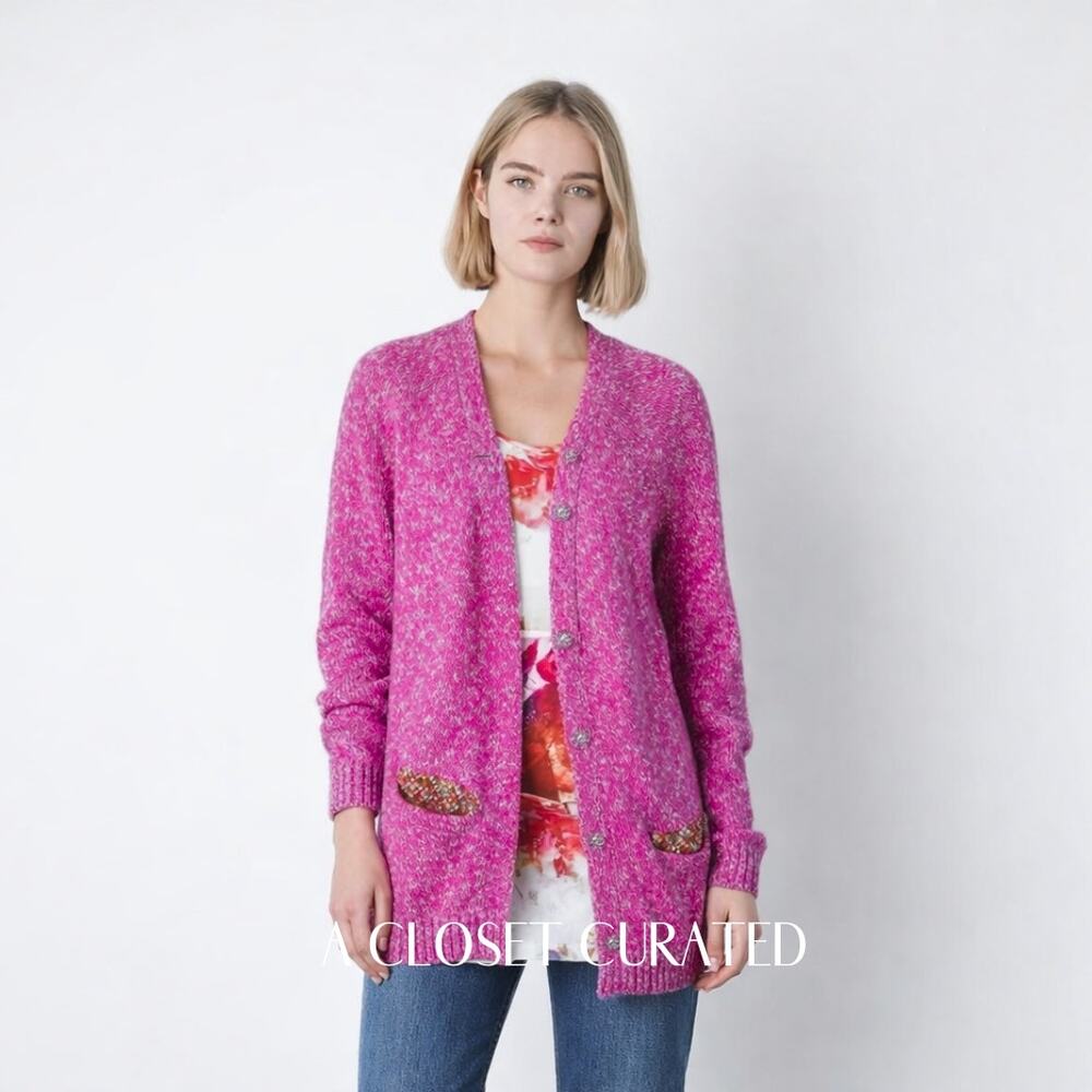 Le Superbe All The Time Embellished Cashmere Cardigan Sweater Pink XS